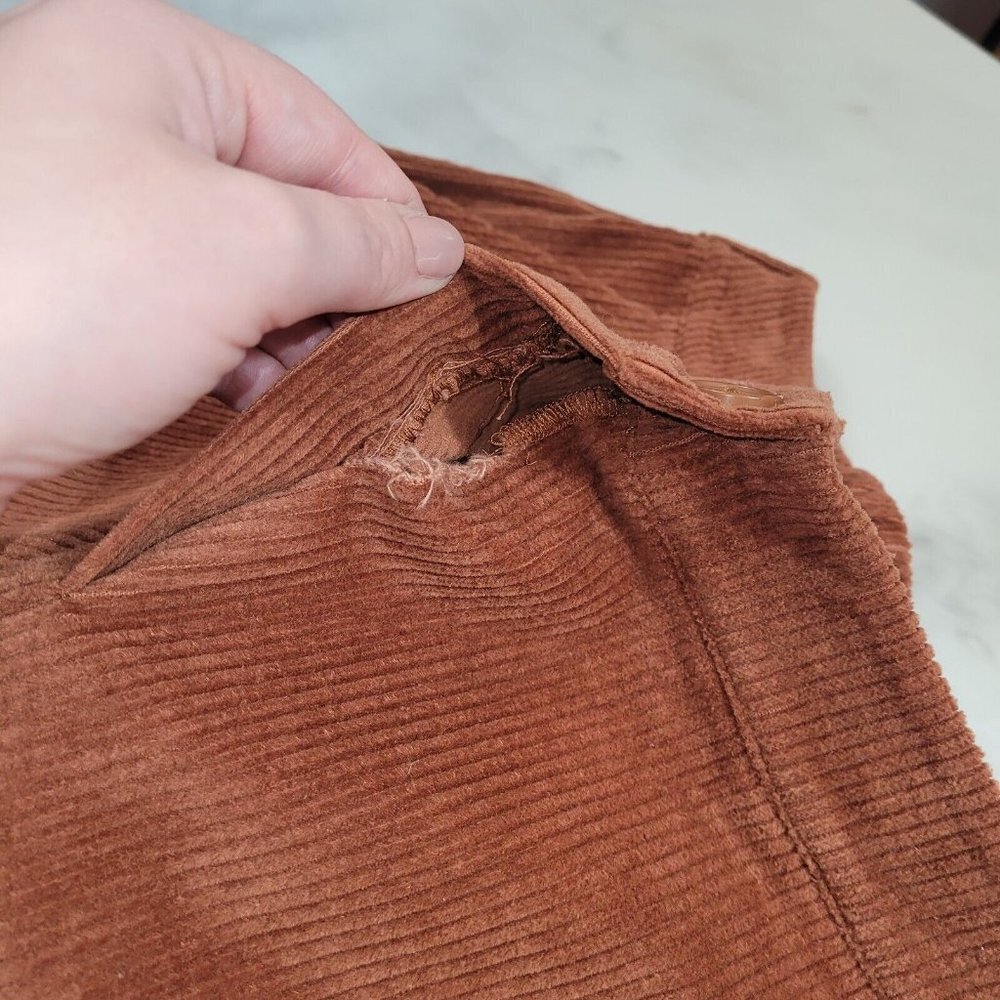 Doe & Rae Womens Brown Wide Leg Corduroy Pants High Rise - Picture 3 of 7